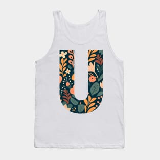 Whimsical Floral Letter U Tank Top